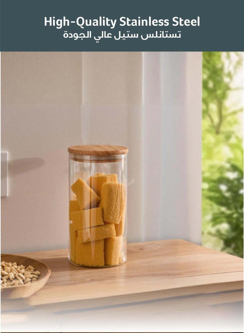 REST Airtight Glass Jars with Bamboo Lid Set of 6pc, Food Storage Containers Set, Airtight Storage Jar for Storage, Storage Canisters for Home, Coffee Spice Cookie Candy Herbs Grains - Image 2